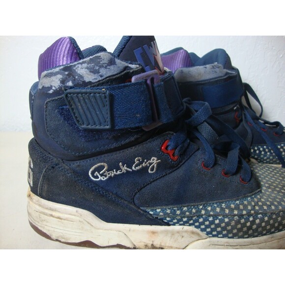 PATRICK EWING Blue Suede Sneakers Vintage Shoes High Tops Lace Up Basketball 12 - Picture 4 of 8